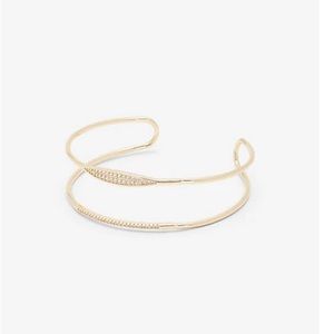 Express stone embroidered metal cuff bracelet